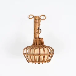 Best Pamono Mid-Century Rattan and Wicker Lantern Sconce by Louis Sognot, France, 1960s