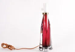 Clearance Pamono Mid-Century Red Crystal Glass Table Lamp by Carl Fagerlund for Orrefors, Sweden, 1960s