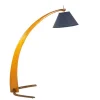 Best Pamono Mid-Century Rispal Style Floor Lamp in Curved Wood and Brass from Valzania, 1940s