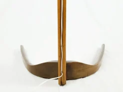 Best Pamono Mid-Century Rispal Style Floor Lamp in Curved Wood and Brass from Valzania, 1940s