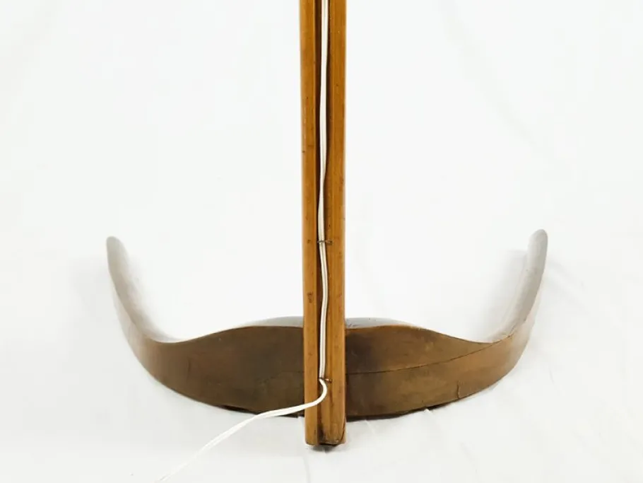 Best Pamono Mid-Century Rispal Style Floor Lamp in Curved Wood and Brass from Valzania, 1940s