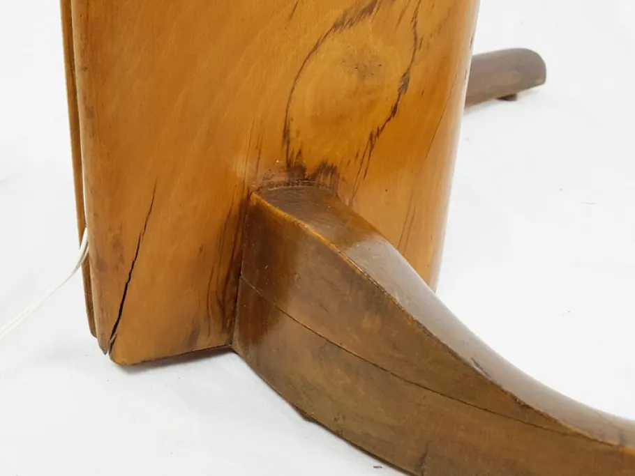 Best Pamono Mid-Century Rispal Style Floor Lamp in Curved Wood and Brass from Valzania, 1940s