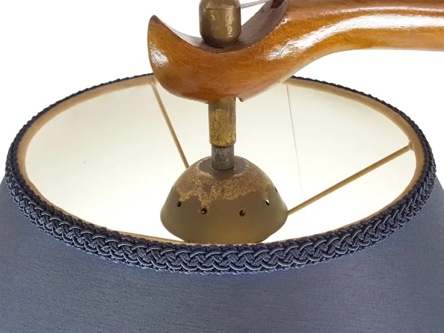 Best Pamono Mid-Century Rispal Style Floor Lamp in Curved Wood and Brass from Valzania, 1940s