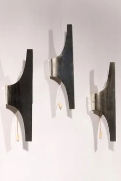 Best Pamono Mid-Century Silver Wall Lamp by Wilhelm Braun Feldweg for Doria Leuchten, Germany, 1960, Set of 3