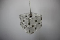 Best Pamono Mid-Century Square Clear Glass Pendant attributed to Kamenicky Šenov, Czechoslovakia, 1960s