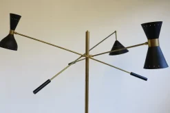 Online Pamono Mid-Century Stilnovo Style Floor Lamp in Carrara Marble & Black Brass, 1950s