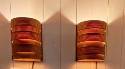 Best Pamono Mid-Century Swedish Wall Lamps with Pine Veneer Slats, 1960s, Set of 2