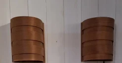 Best Pamono Mid-Century Swedish Wall Lamps with Pine Veneer Slats, 1960s, Set of 2