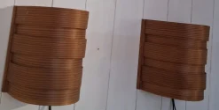 Best Pamono Mid-Century Swedish Wall Lamps with Pine Veneer Slats, 1960s, Set of 2