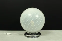 Online Pamono Mid-Century Swirl Murano Table Ball Lamp with Chrome Base, 1970s
