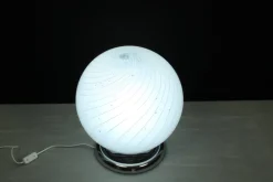 Online Pamono Mid-Century Swirl Murano Table Ball Lamp with Chrome Base, 1970s