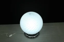 Online Pamono Mid-Century Swirl Murano Table Ball Lamp with Chrome Base, 1970s