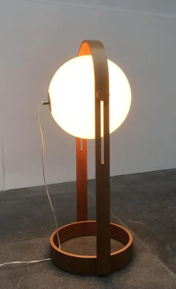 Clearance Pamono Mid-Century Swiss Space Age Plastic & Plywood Floor Lamp from Temde, 1960s
