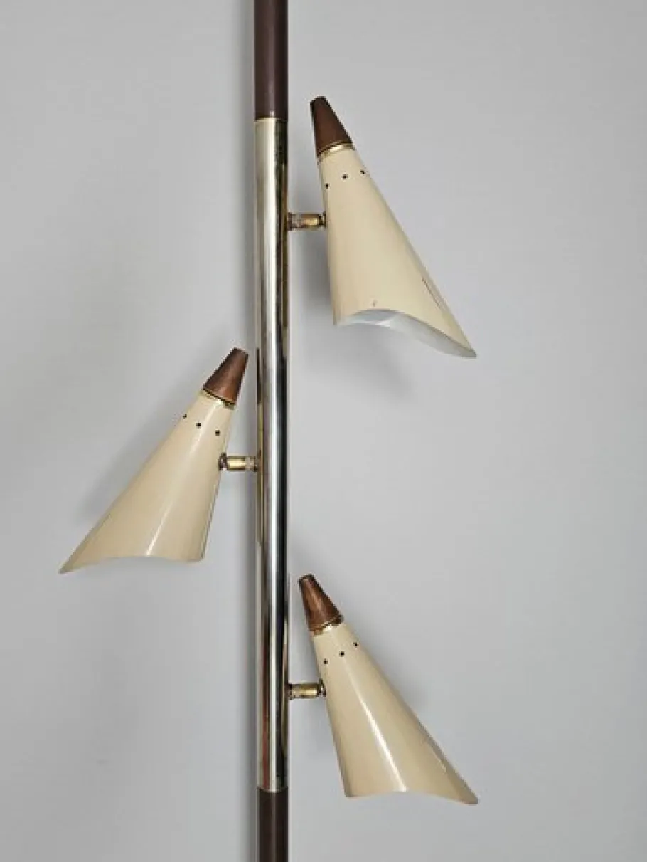 Best Pamono Mid-Century Tension Pole Lamp with Three Shades attrited to Stilnovo, Italy, 1960s