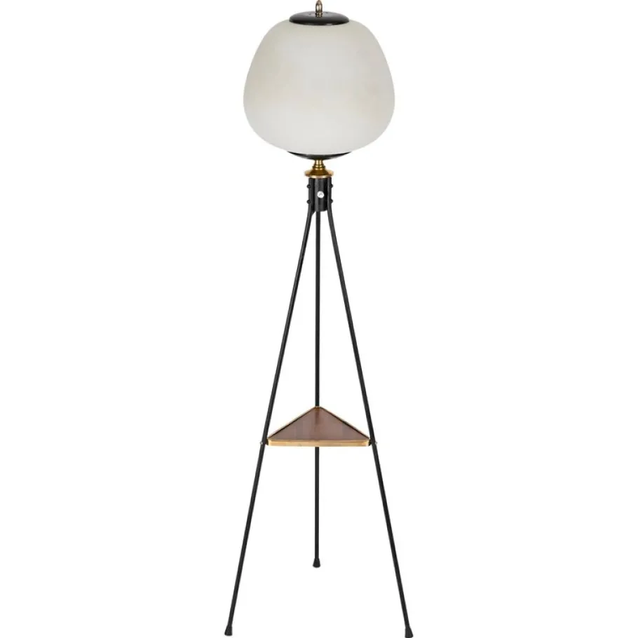 Best Pamono Mid-Century Tripod Floor Lamp in Brass, Metal, Opaline Glass from Stilnovo, Italy, 1950s