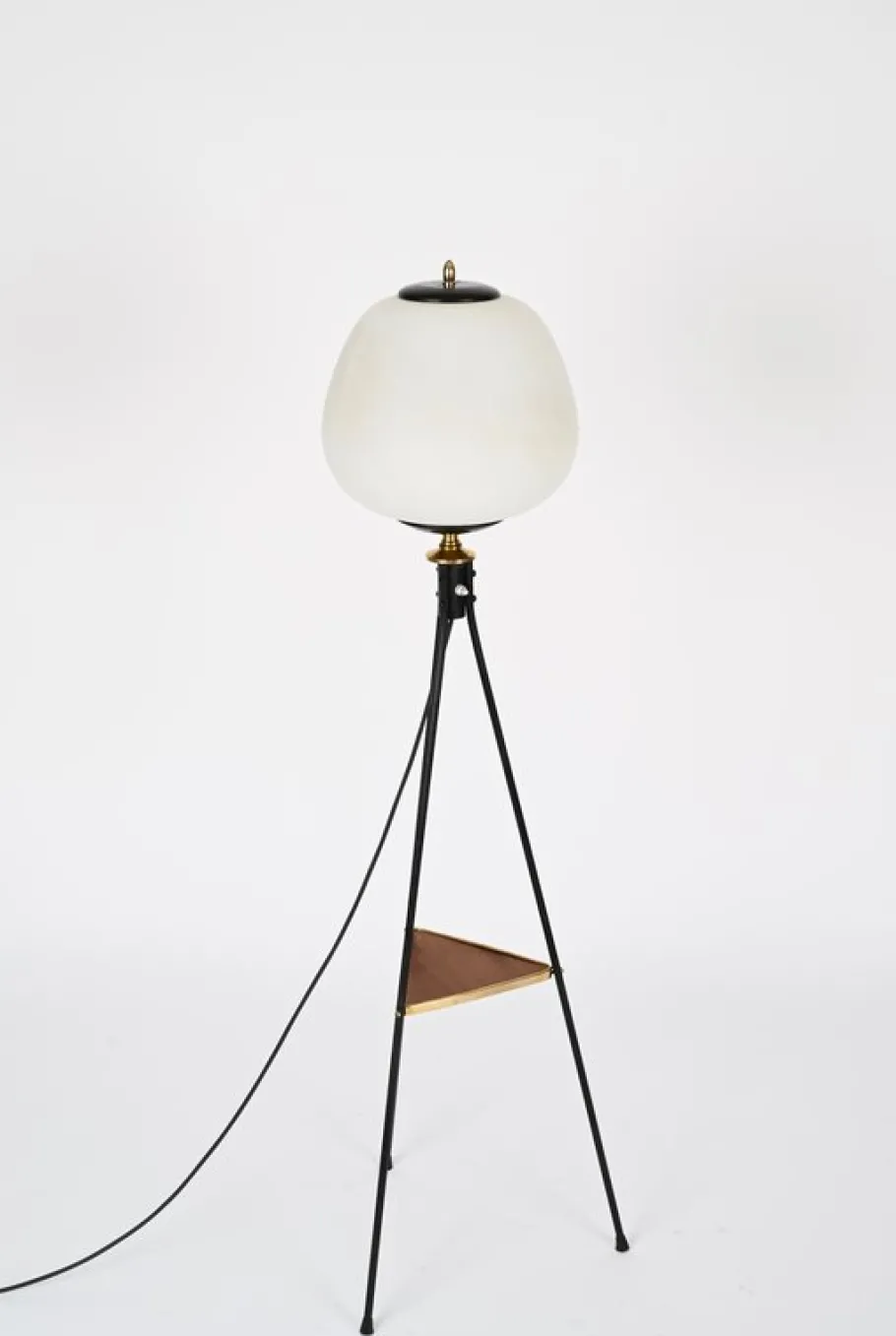 Best Pamono Mid-Century Tripod Floor Lamp in Brass, Metal, Opaline Glass from Stilnovo, Italy, 1950s