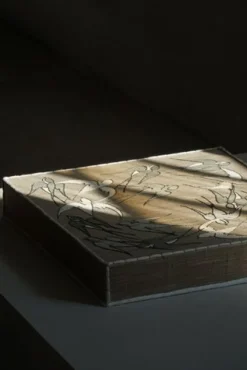 Best Pamono Mid-20th Century Ceiling Lamp with Embroidered Fabric Shade with Swallow Motif, 1950s