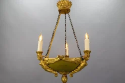 Clearance Pamono Mid-19th Century French Empire Giltwood Three-Light Chandelier