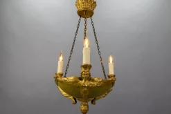 Clearance Pamono Mid-19th Century French Empire Giltwood Three-Light Chandelier