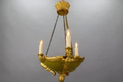 Clearance Pamono Mid-19th Century French Empire Giltwood Three-Light Chandelier