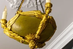 Clearance Pamono Mid-19th Century French Empire Giltwood Three-Light Chandelier