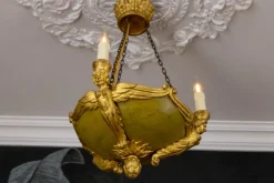Clearance Pamono Mid-19th Century French Empire Giltwood Three-Light Chandelier
