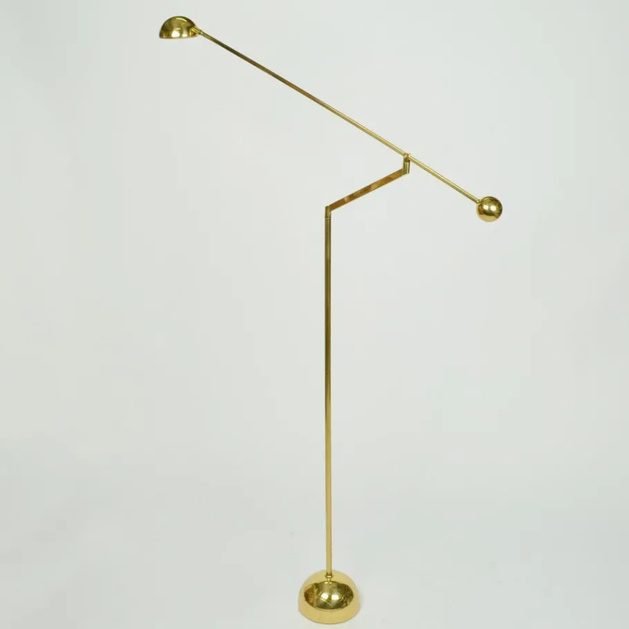 Pamono Minimal Counter Balance Floor Lamps in Brass, 1970s