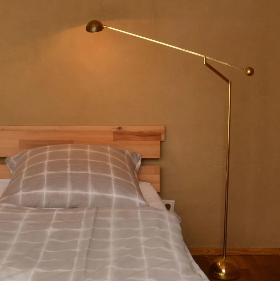 Pamono Minimal Counter Balance Floor Lamps in Brass, 1970s