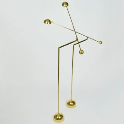 Pamono Minimal Counter Balance Floor Lamps in Brass, 1970s