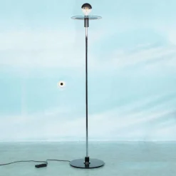 Online Pamono Minimalist Bauhaus Style Floor Lamp in Glass and Chrome