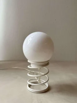 Clearance Pamono Minimalist Spiral Table Lamp with Frosted Glass Shade, 1980s