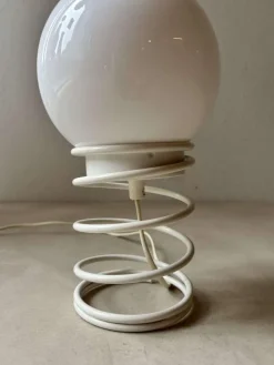 Clearance Pamono Minimalist Spiral Table Lamp with Frosted Glass Shade, 1980s