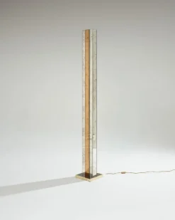 Outlet Pamono Modern Brass and Mirror Floor Lamp, 1970s