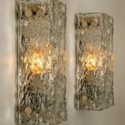 Best Pamono Modern Ice Glass Wall Light by J T Kalmar, Austria, 1960s