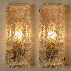 Best Pamono Modern Ice Glass Wall Light by J T Kalmar, Austria, 1960s