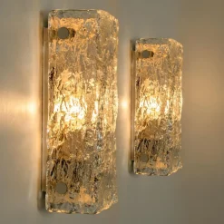 Best Pamono Modern Ice Glass Wall Light by J T Kalmar, Austria, 1960s