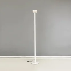 Discount Pamono Modern Italian White Metal and Knurled Glass Floor Lamp, 1980s