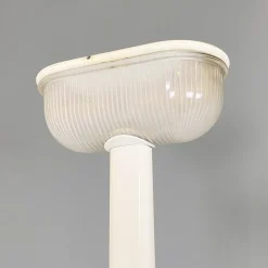 Discount Pamono Modern Italian White Metal and Knurled Glass Floor Lamp, 1980s