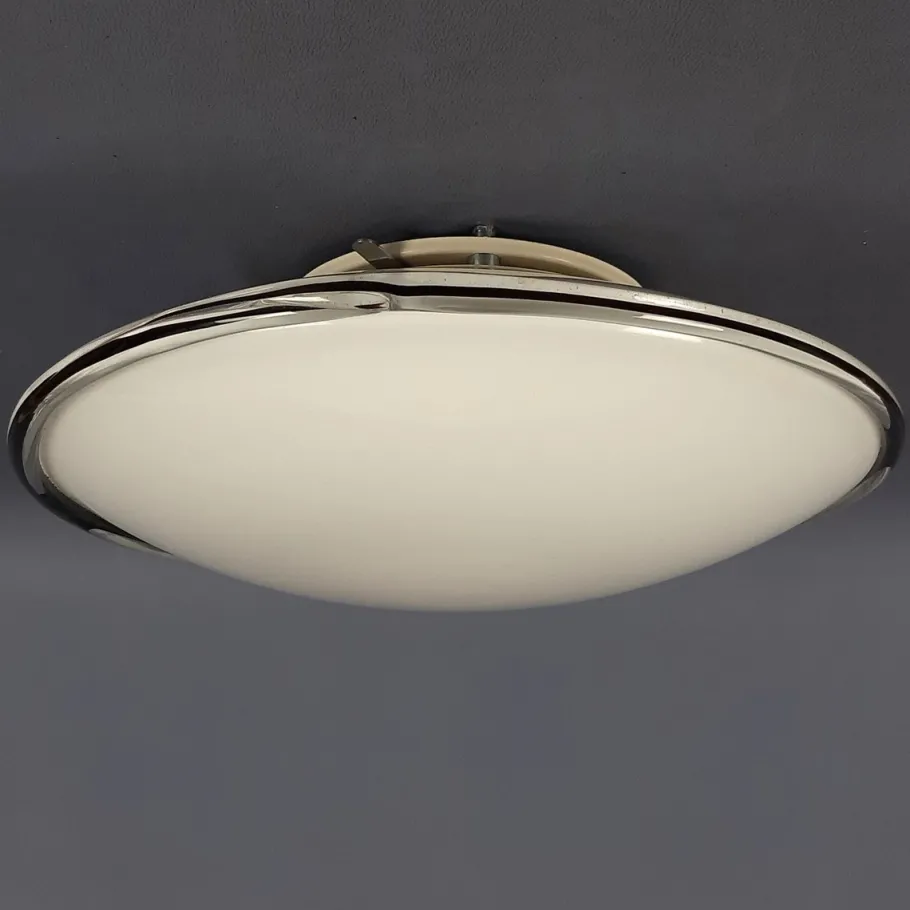 Best Pamono Modern Space Age Ceiling Lamp in White and Black Murano Glass, 1970s