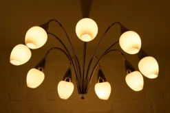 Best Pamono Modernist 9 Arm Light Light in Solid Brass from Vereinigte Werkstätten München, 1950s