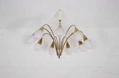 Best Pamono Modernist 9 Arm Light Light in Solid Brass from Vereinigte Werkstätten München, 1950s