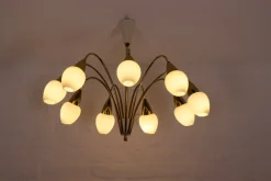 Best Pamono Modernist 9 Arm Light Light in Solid Brass from Vereinigte Werkstätten München, 1950s