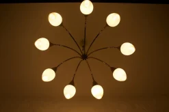 Best Pamono Modernist 9 Arm Light Light in Solid Brass from Vereinigte Werkstätten München, 1950s