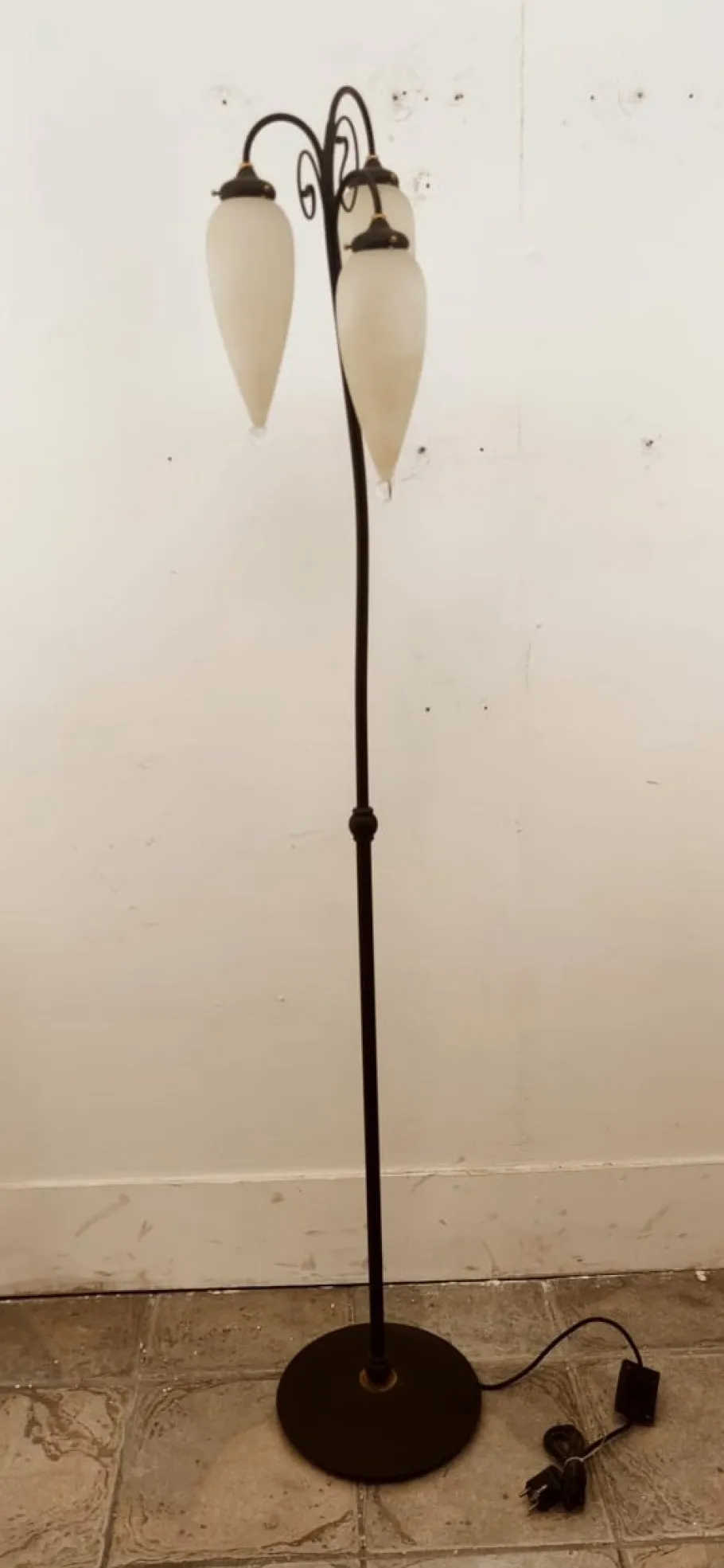 Clearance Pamono Molano Murano Glass Wrought Iron Floor Lamp