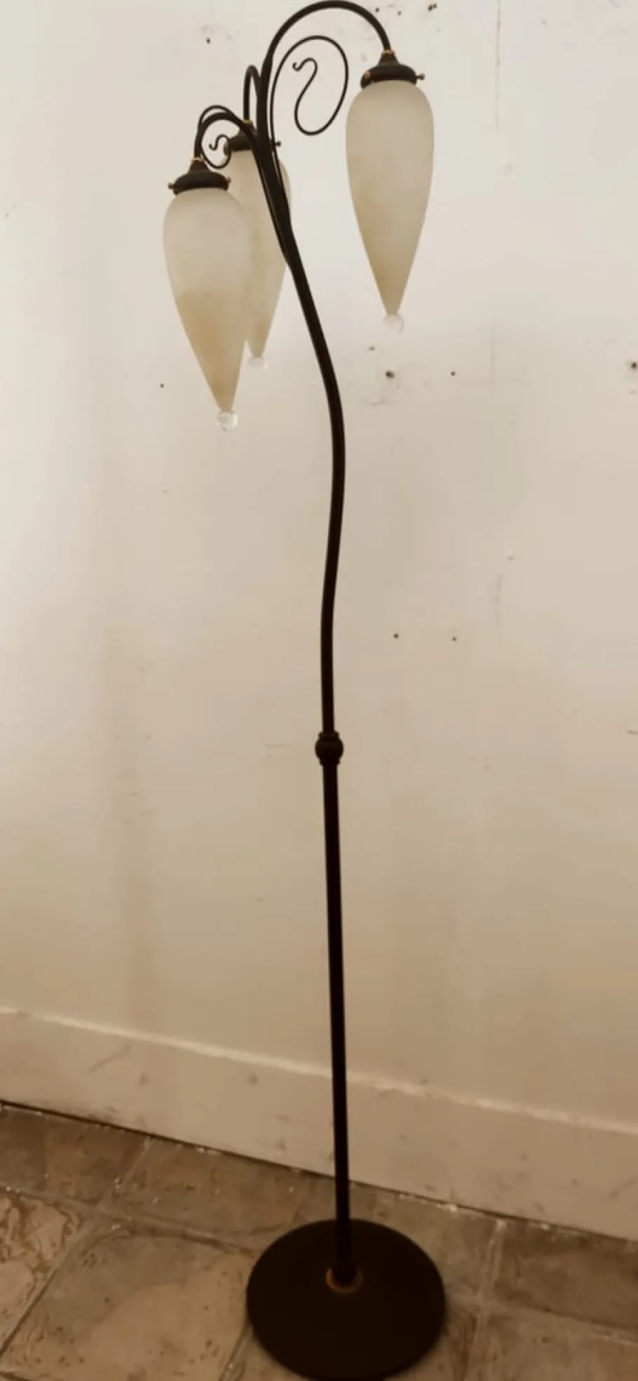 Clearance Pamono Molano Murano Glass Wrought Iron Floor Lamp
