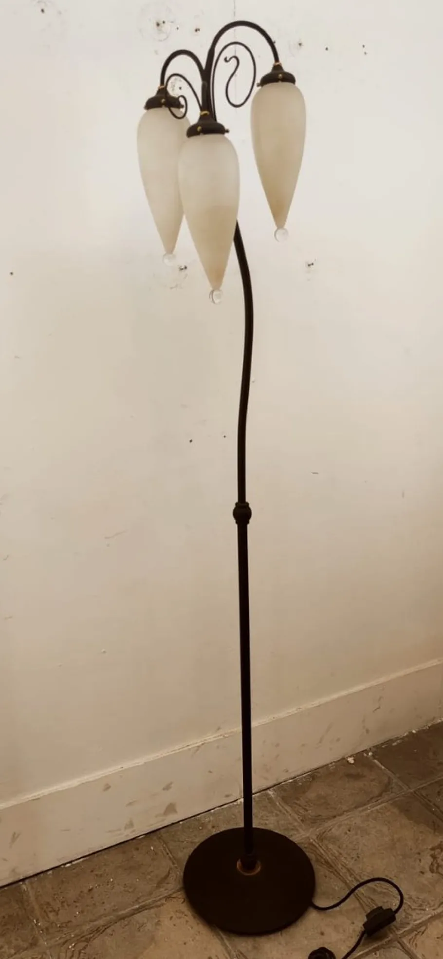 Clearance Pamono Molano Murano Glass Wrought Iron Floor Lamp