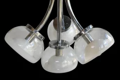 Best Pamono Murano Glass and Chrome 4-Arm Chandelier attributed to Gaetano Sciolari, 1970s
