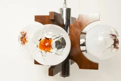 Best Pamono Murano Glass and Teak Chandelier from Mazzega, 1960s