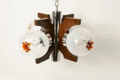 Best Pamono Murano Glass and Teak Chandelier from Mazzega, 1960s