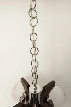 Best Pamono Murano Glass and Teak Chandelier from Mazzega, 1960s